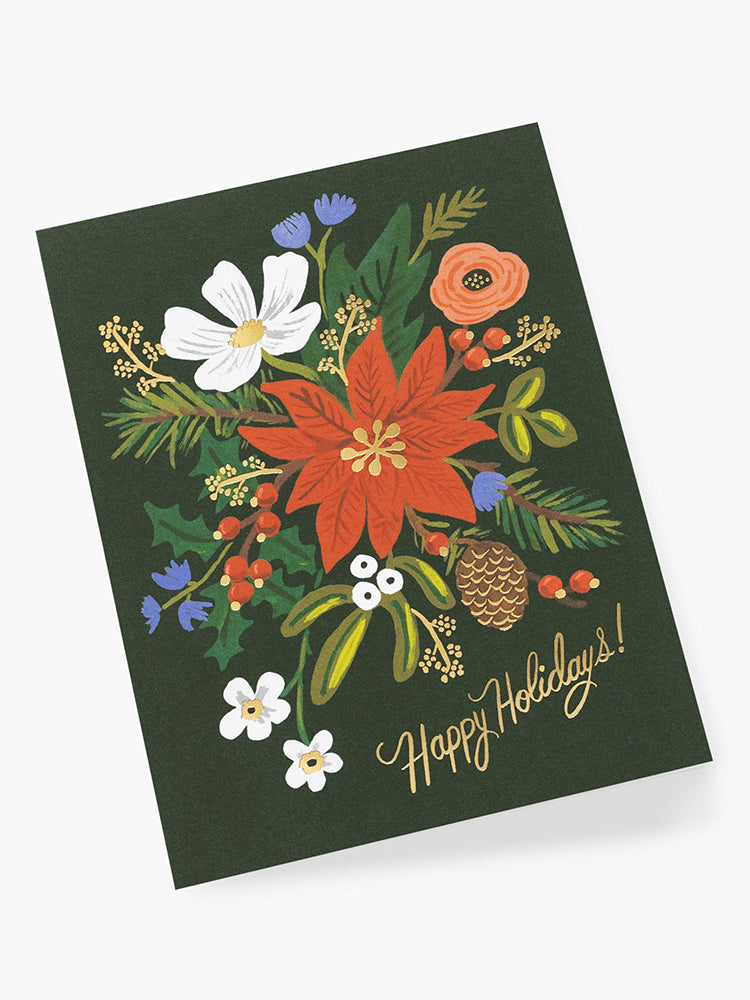 Happy holidays flower bouquet card