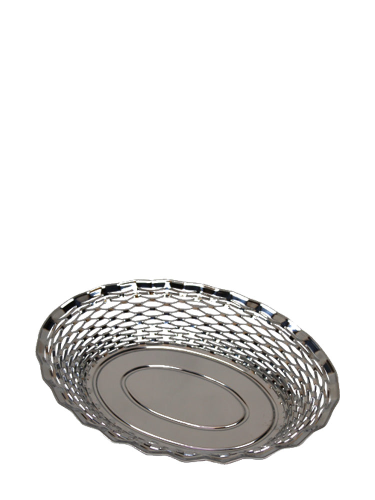 Metal bread basket, big oval, stainless steel
