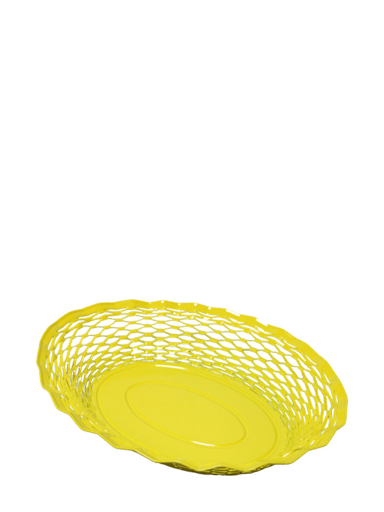 Metal bread basket, big oval, neon yellow