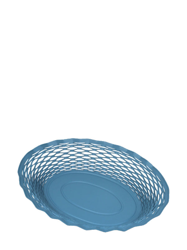 Metal bread basket, Large oval, Blue
