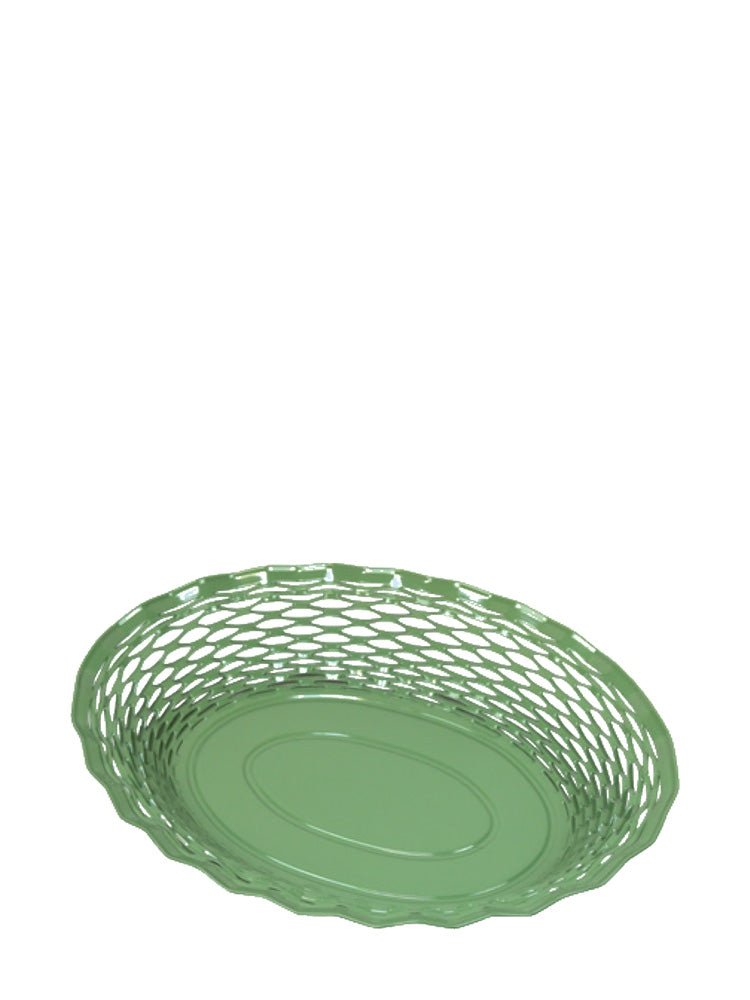 Metal bread basket, big oval, green