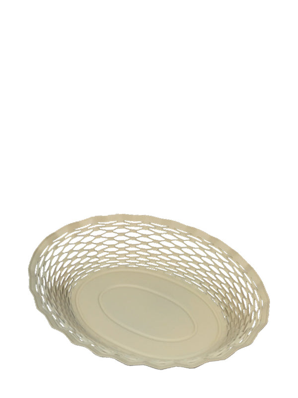Metal bread basket, Large oval, Cream