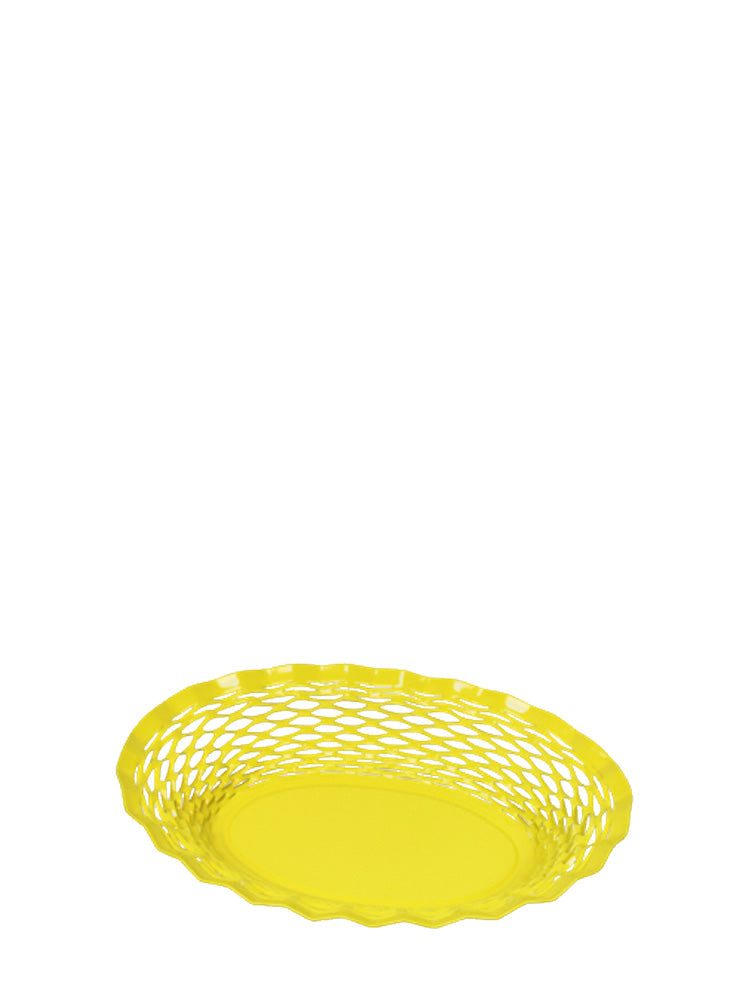 Metal bread basket, small oval, yellow