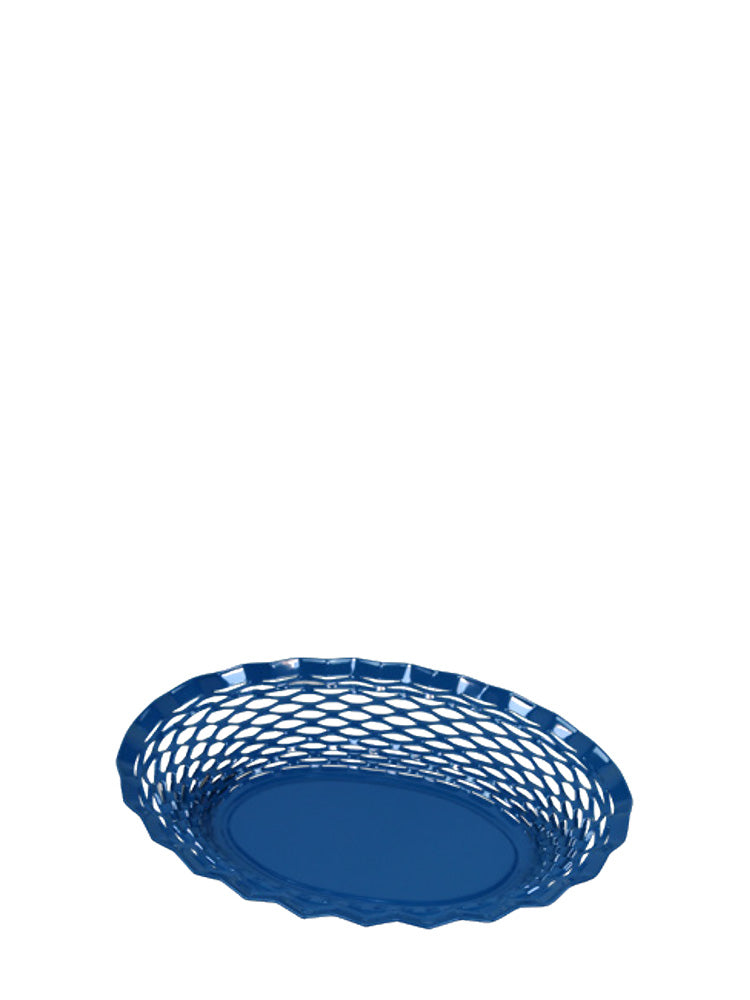Metal bread basket, small oval, indigo