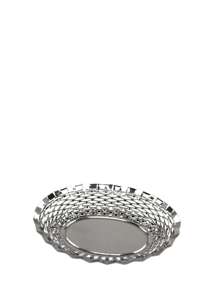 Metal bread basket, small oval stainless steel