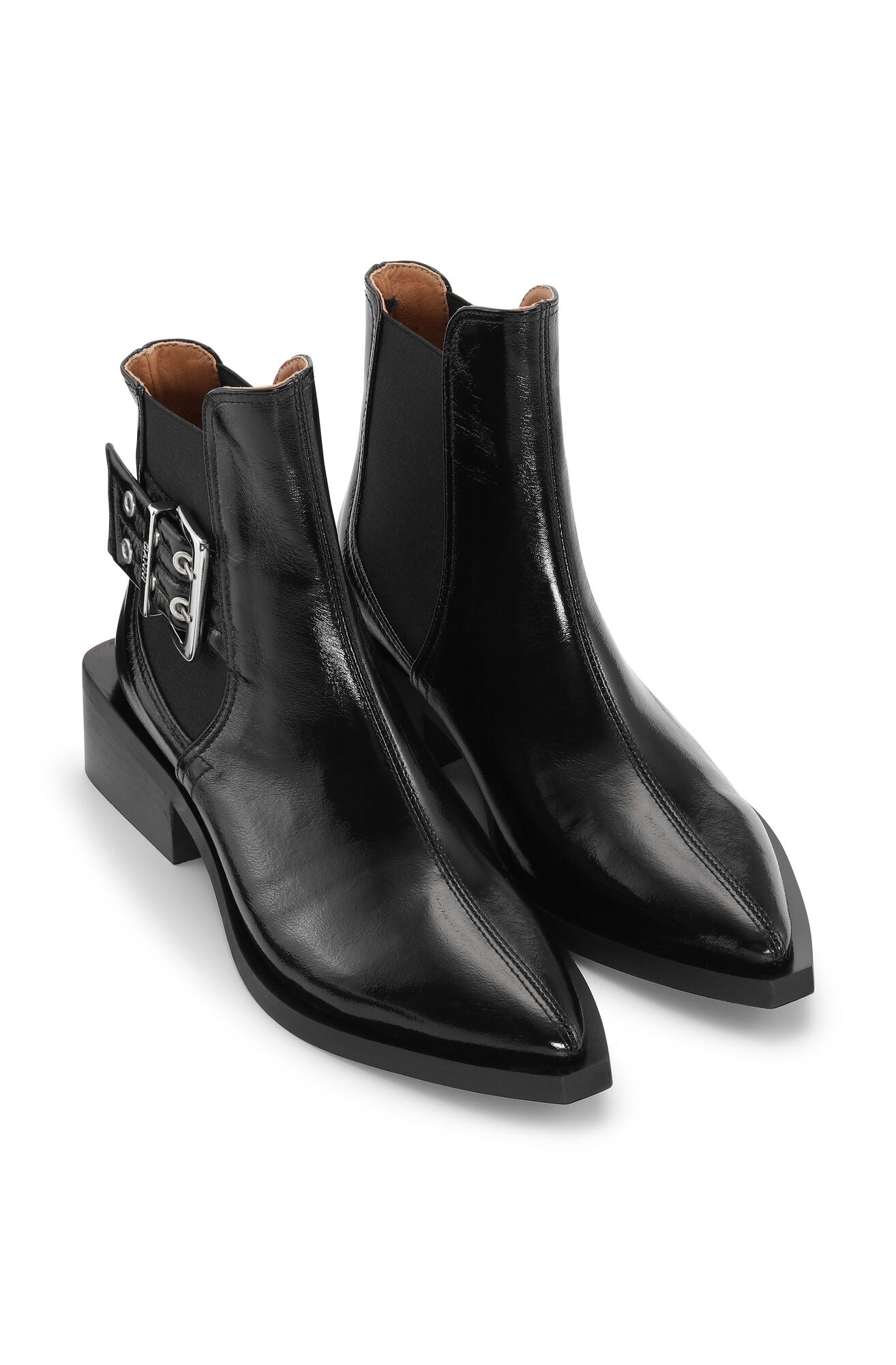 Chunky Buckle Chelsea Boot Naplack black