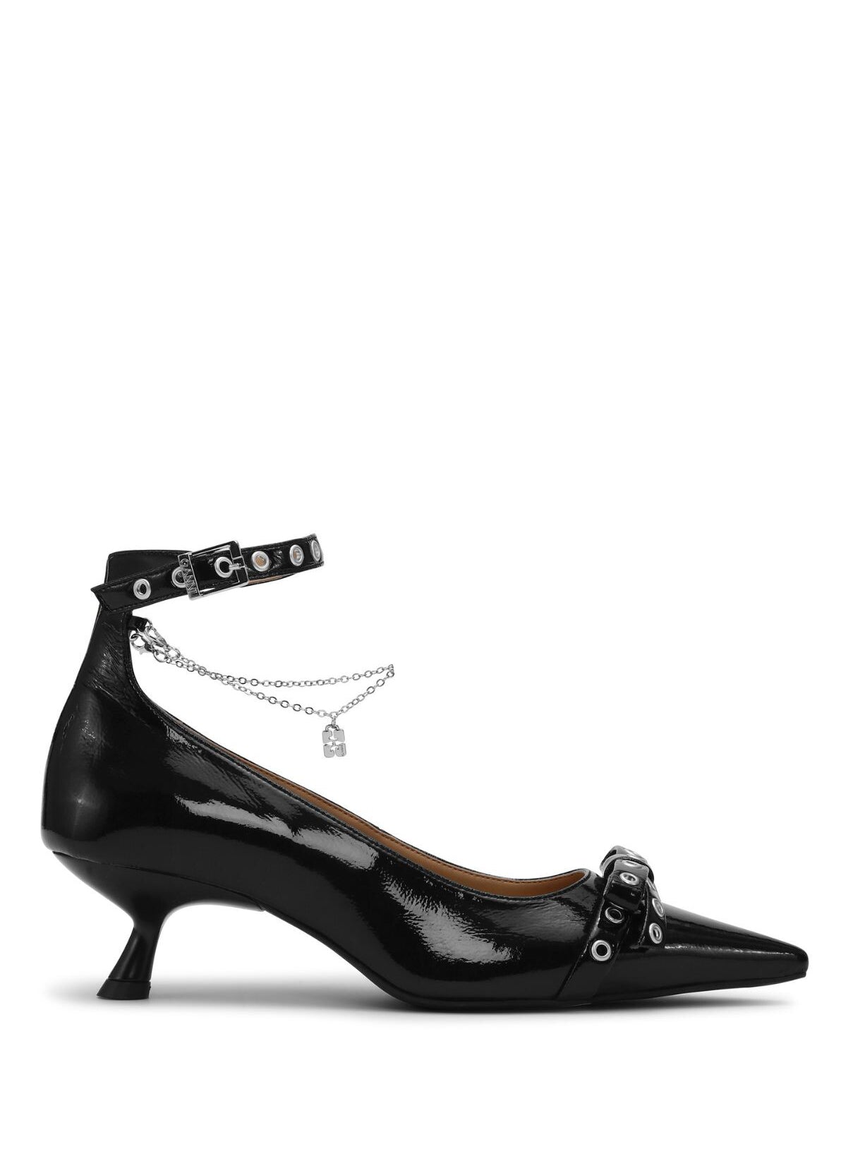 Eyelets Jewel Kitten Heel Pump Naplack, black