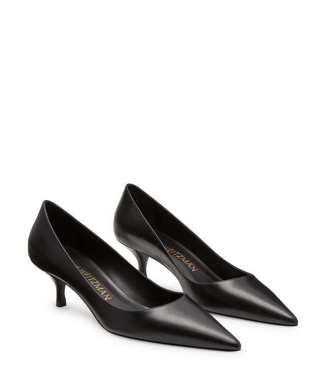 Stuart 50mm kitten pumps, black