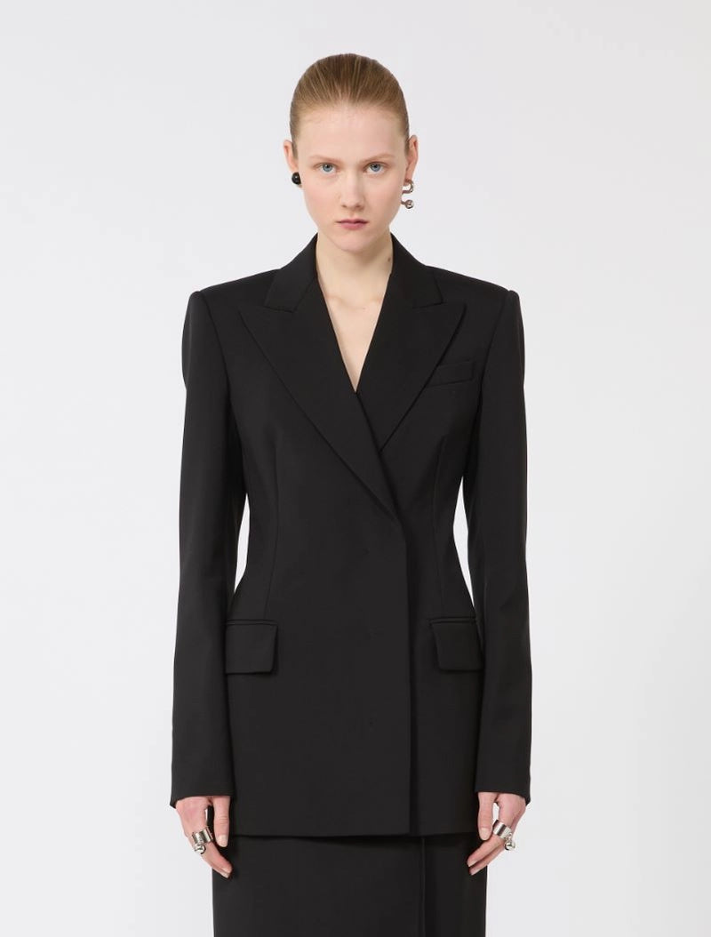 Fate tailored pure wool blazer with natural stretch, black