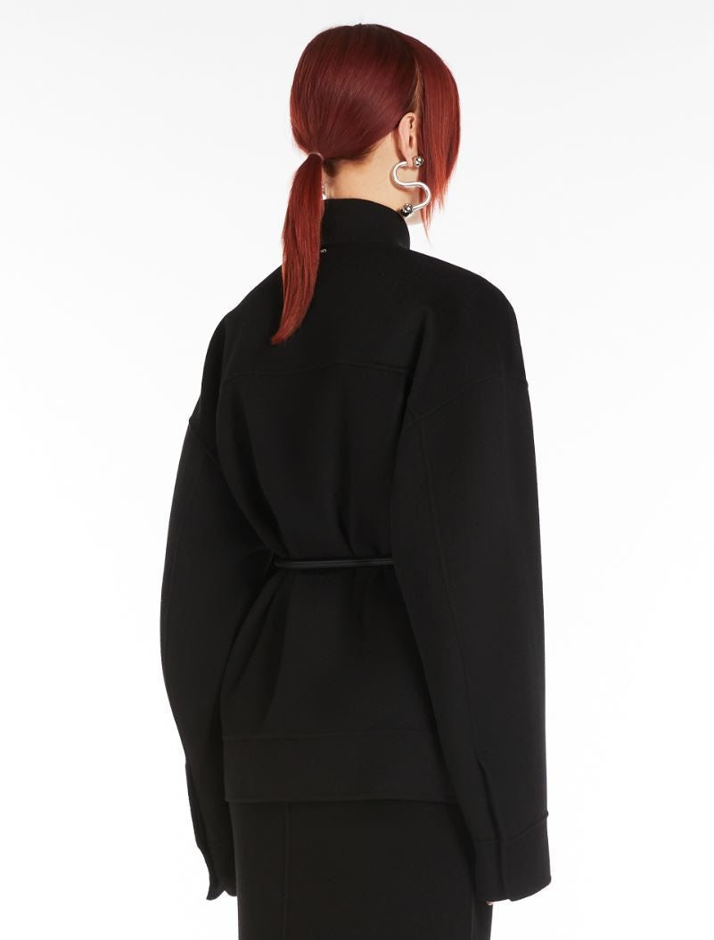 Vitalba oversized wool bomber jacket, black