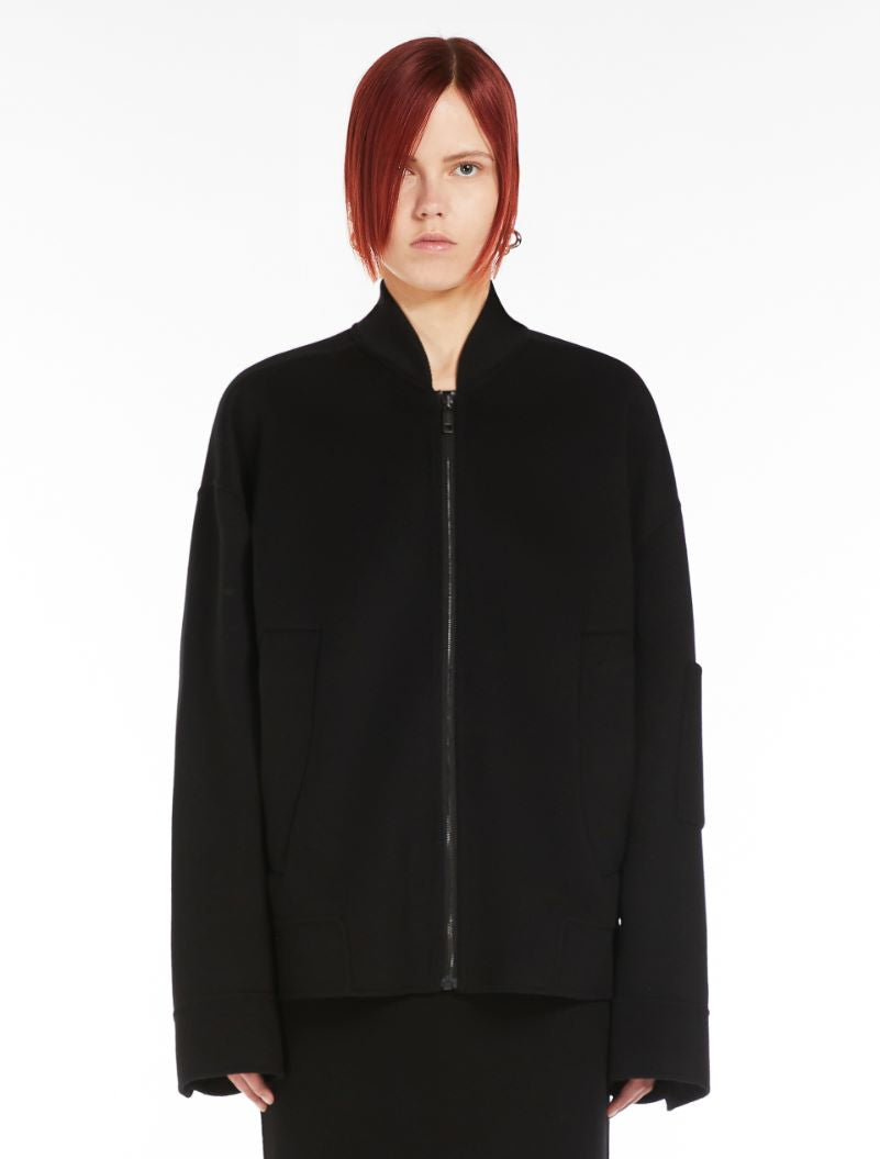 Vitalba oversized wool bomber jacket, black