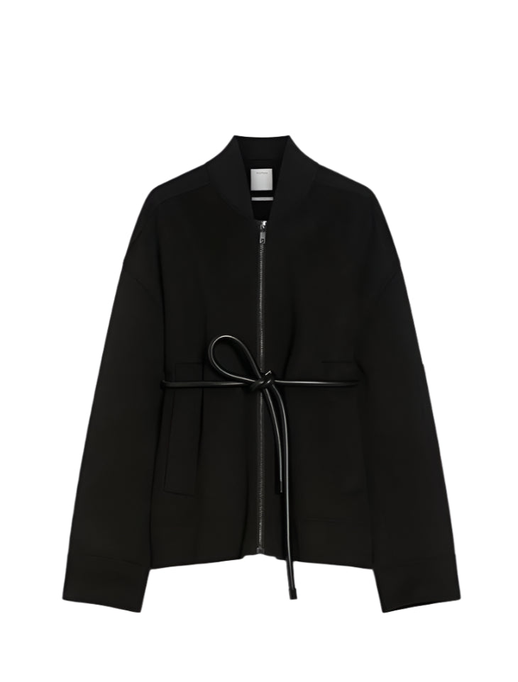 Vitalba oversized wool bomber jacket, black