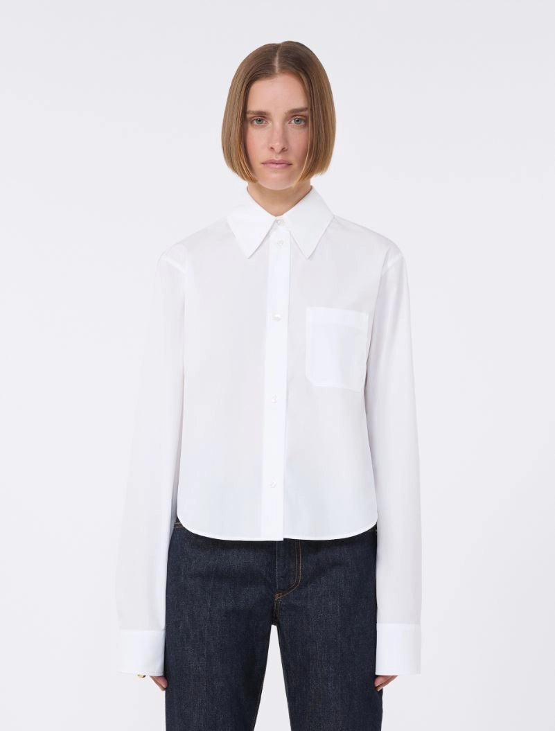 Ceppo cotton cropped shirt with pleated back, optical white