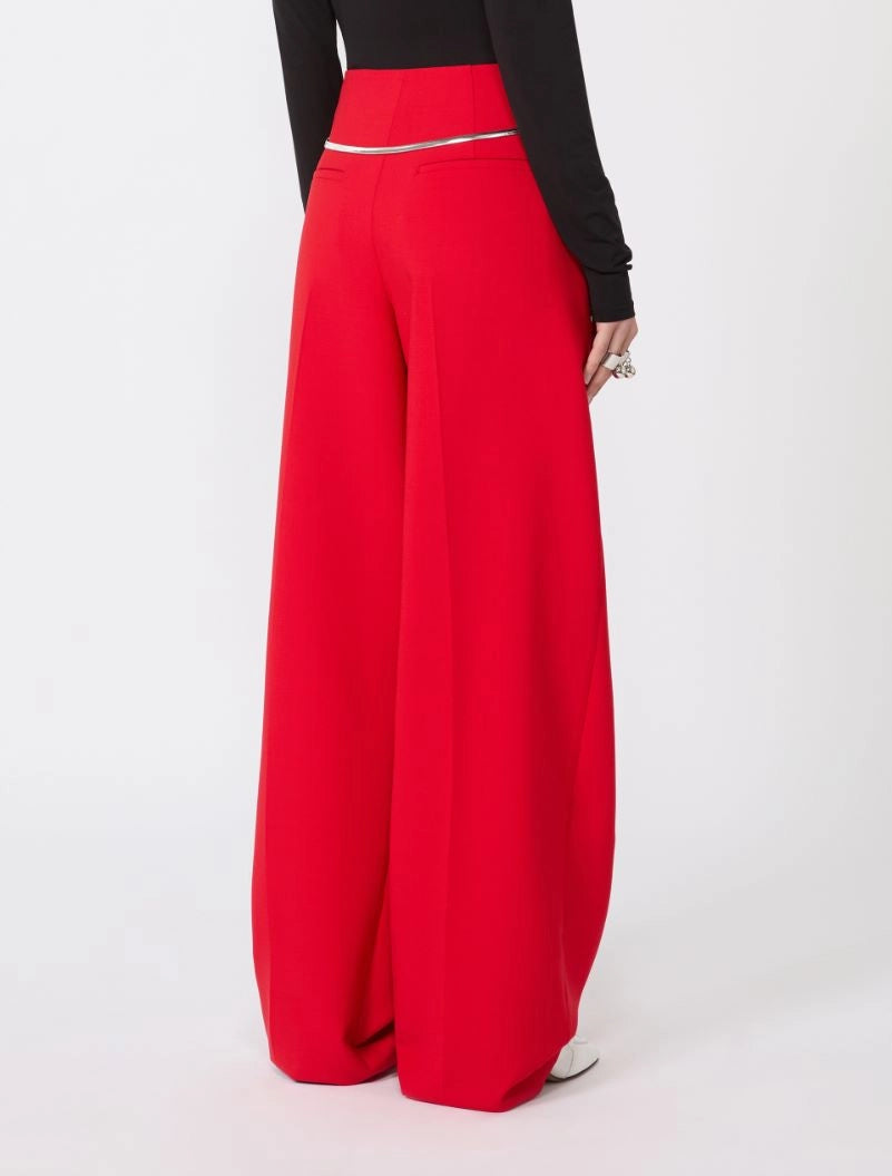 Fante pleated stretch wool trousers, red