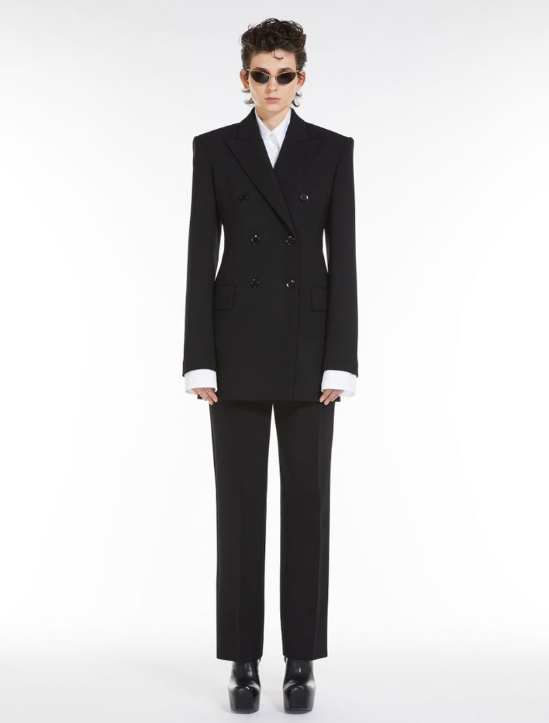 Romagna slim-fit stretch wool trousers, black