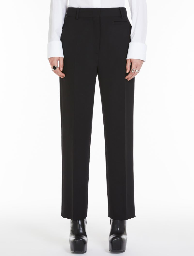 ROMAGNA Slim-fit stretch wool trousers, black