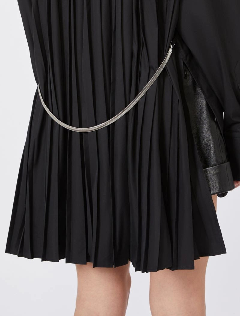 Nespola back plissé-pleated overshirt, black