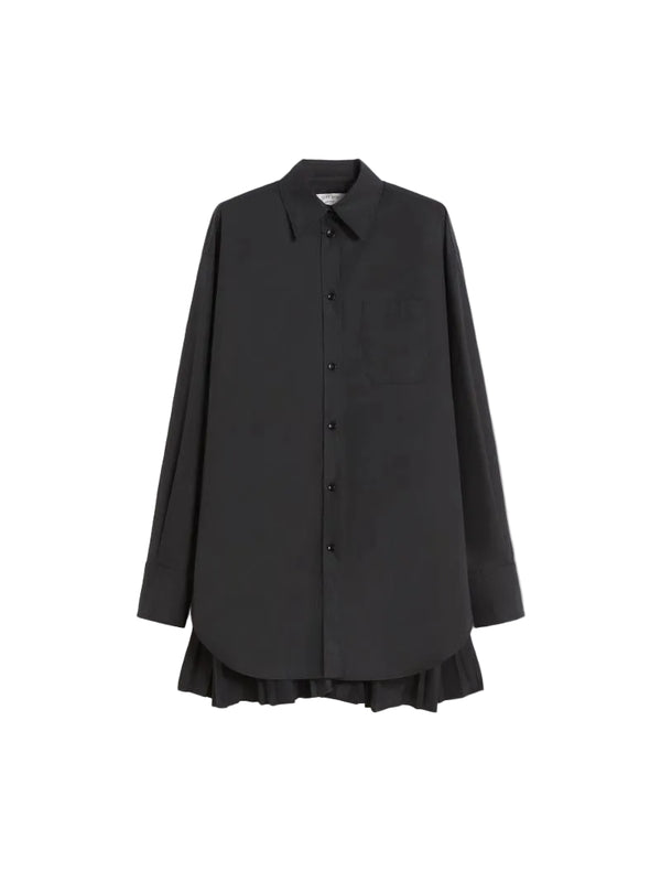 Black shirt with a ruffled hem on a white background