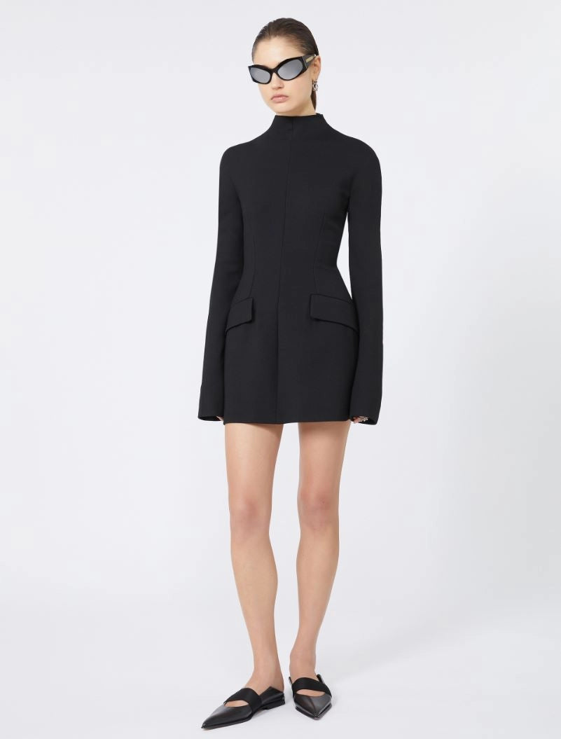 Tefrite contoured gabardine mini dress, black