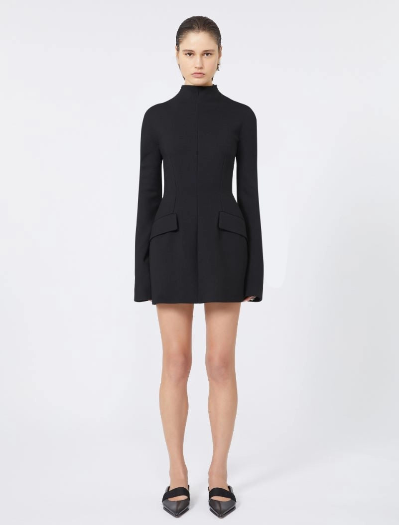 Tefrite contoured gabardine mini dress, black