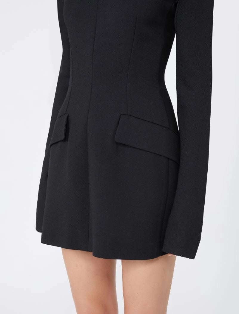 Tefrite contoured gabardine mini dress, black