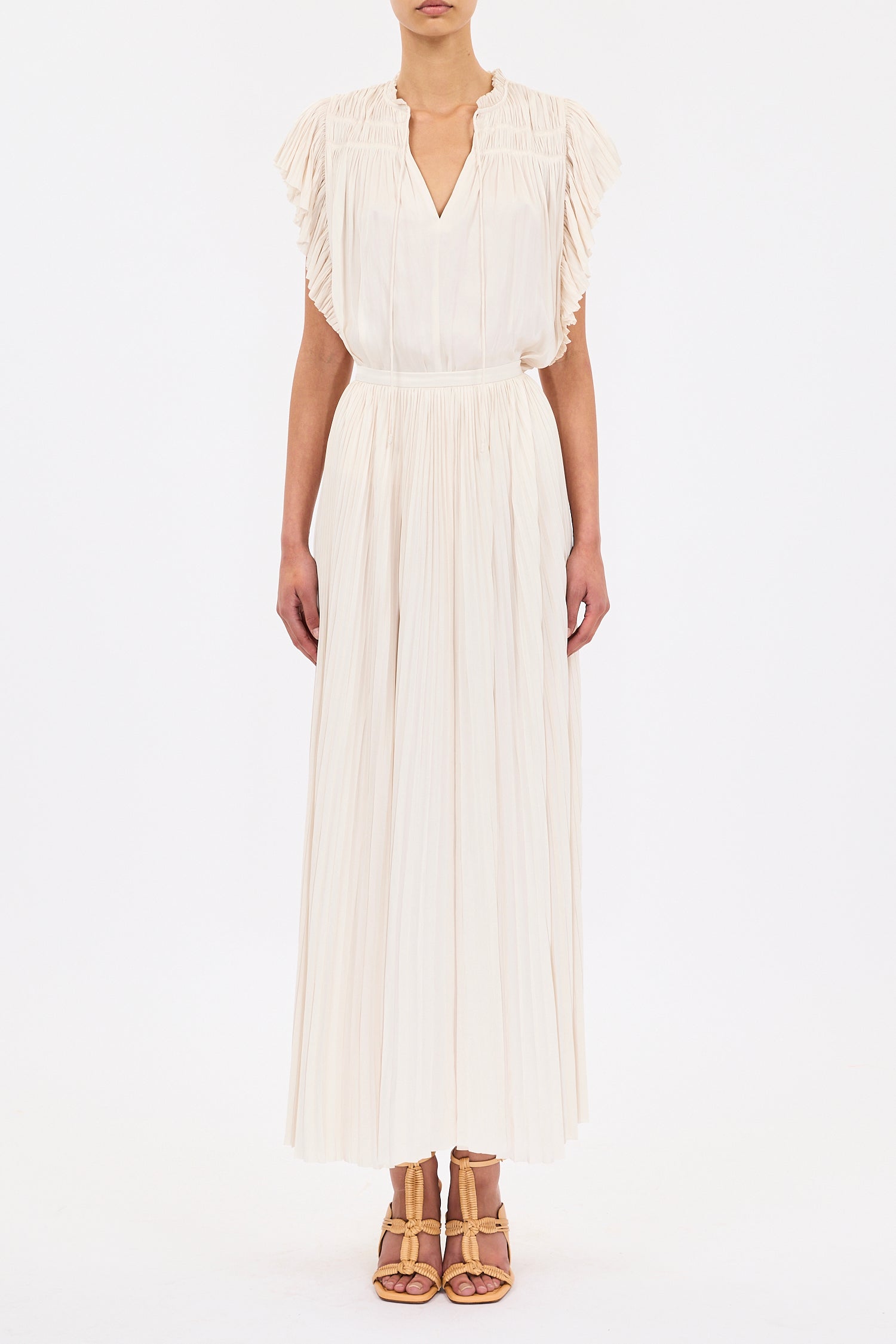 Agosta flutter sleeve top, ivory