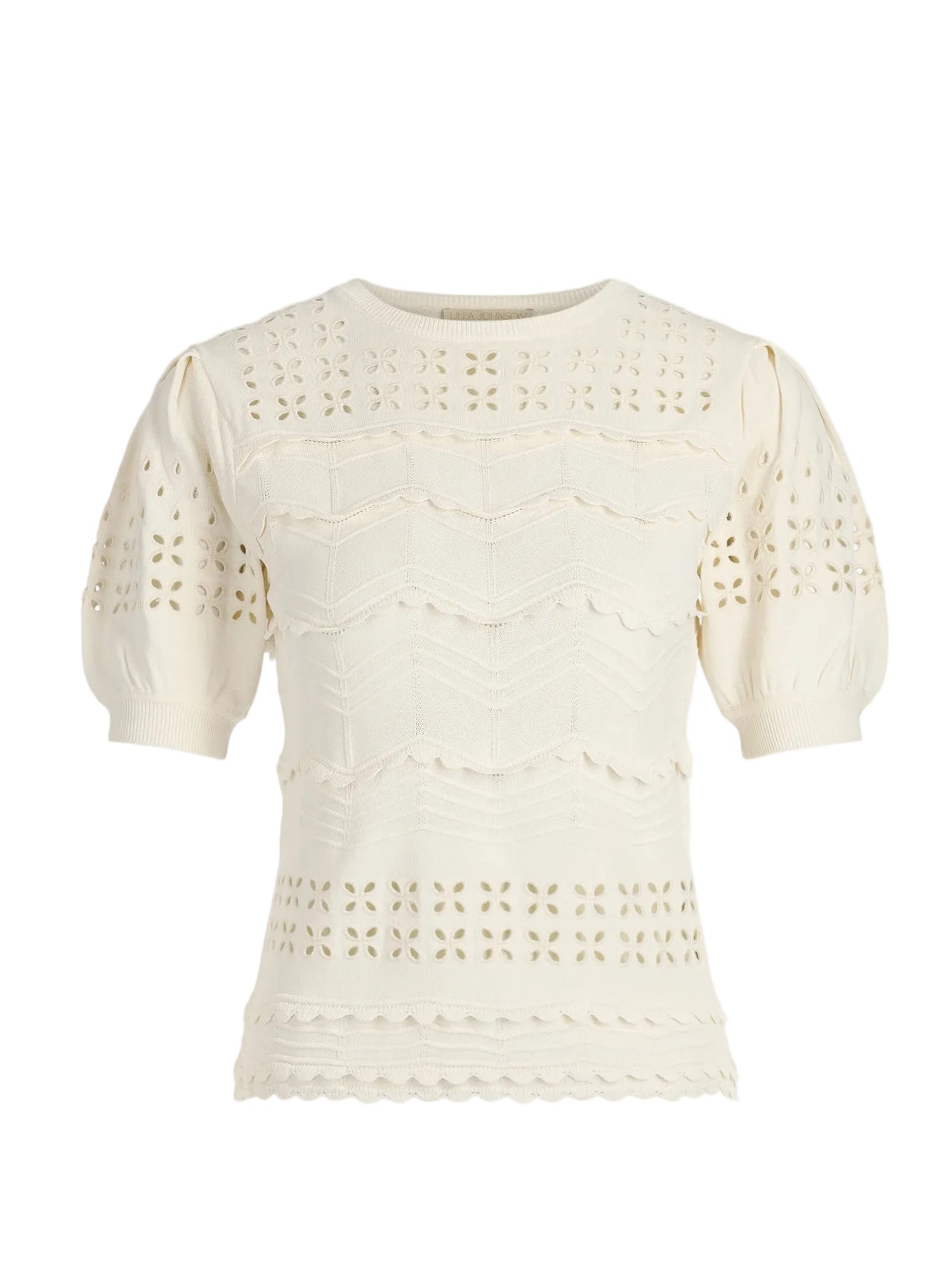 Marcelena eyelet knit top, ivory