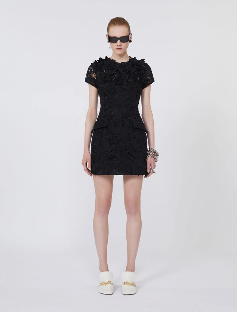 Ala macramé hourglass mini dress, black