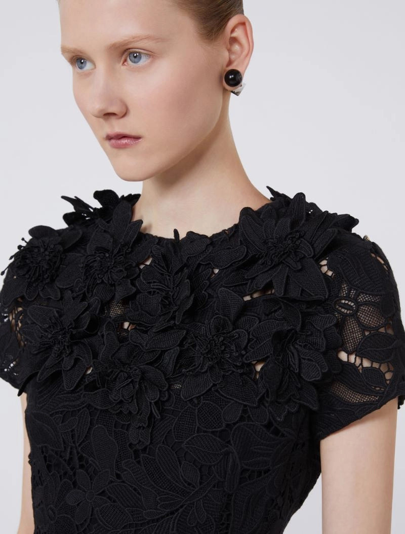 Ala macramé hourglass mini dress, black