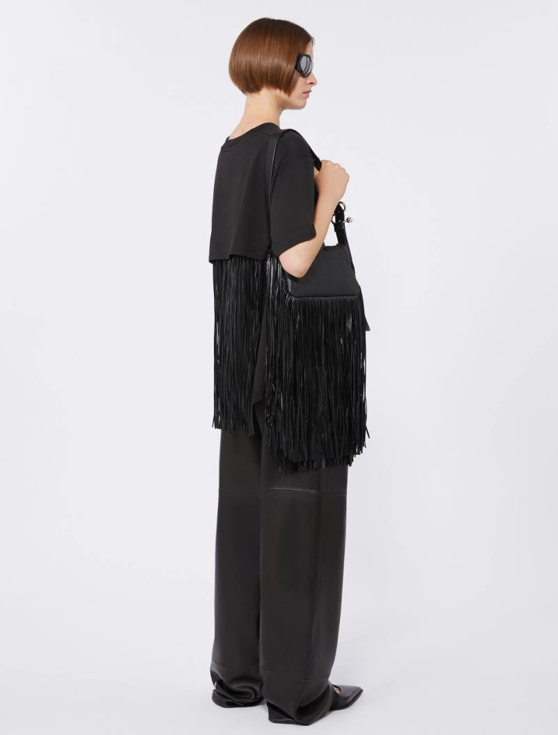 Teatino top with fringes, black