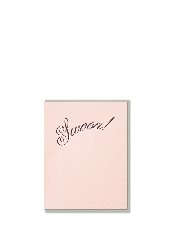 Card with 'Swoon!' text on a pink background