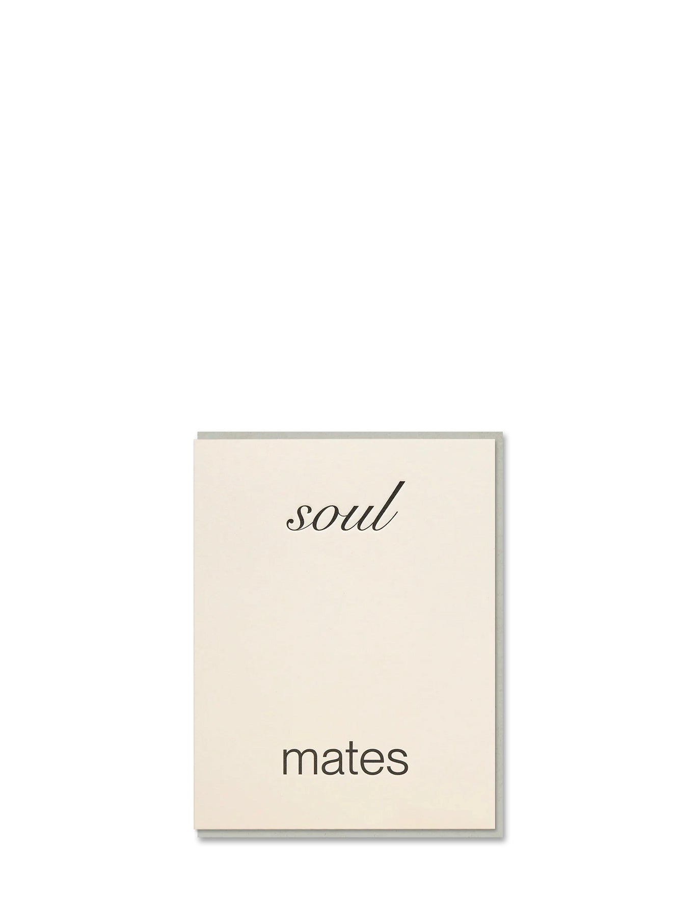 Greeting card with 'soul mates' text on a beige background