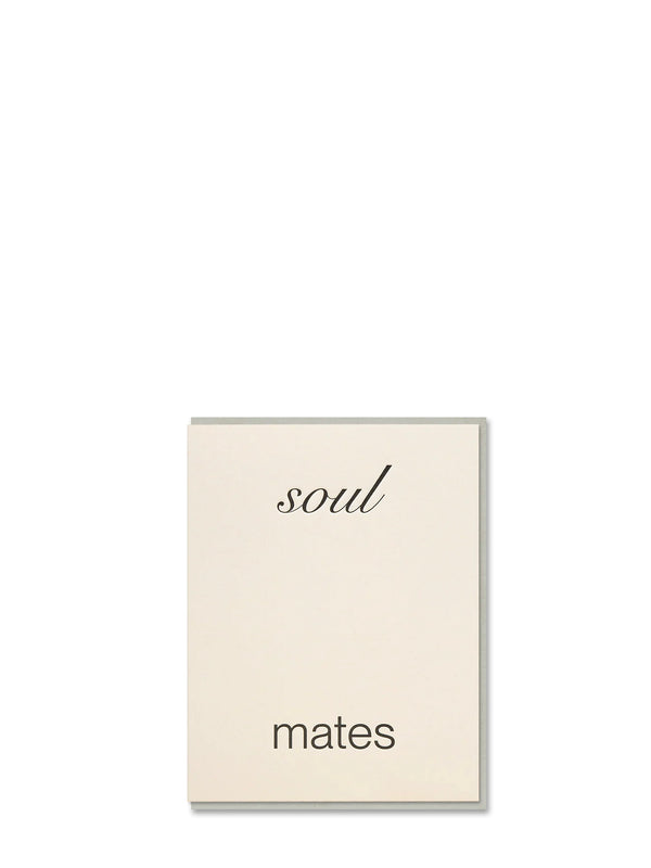 Greeting card with 'soul mates' text on a beige background