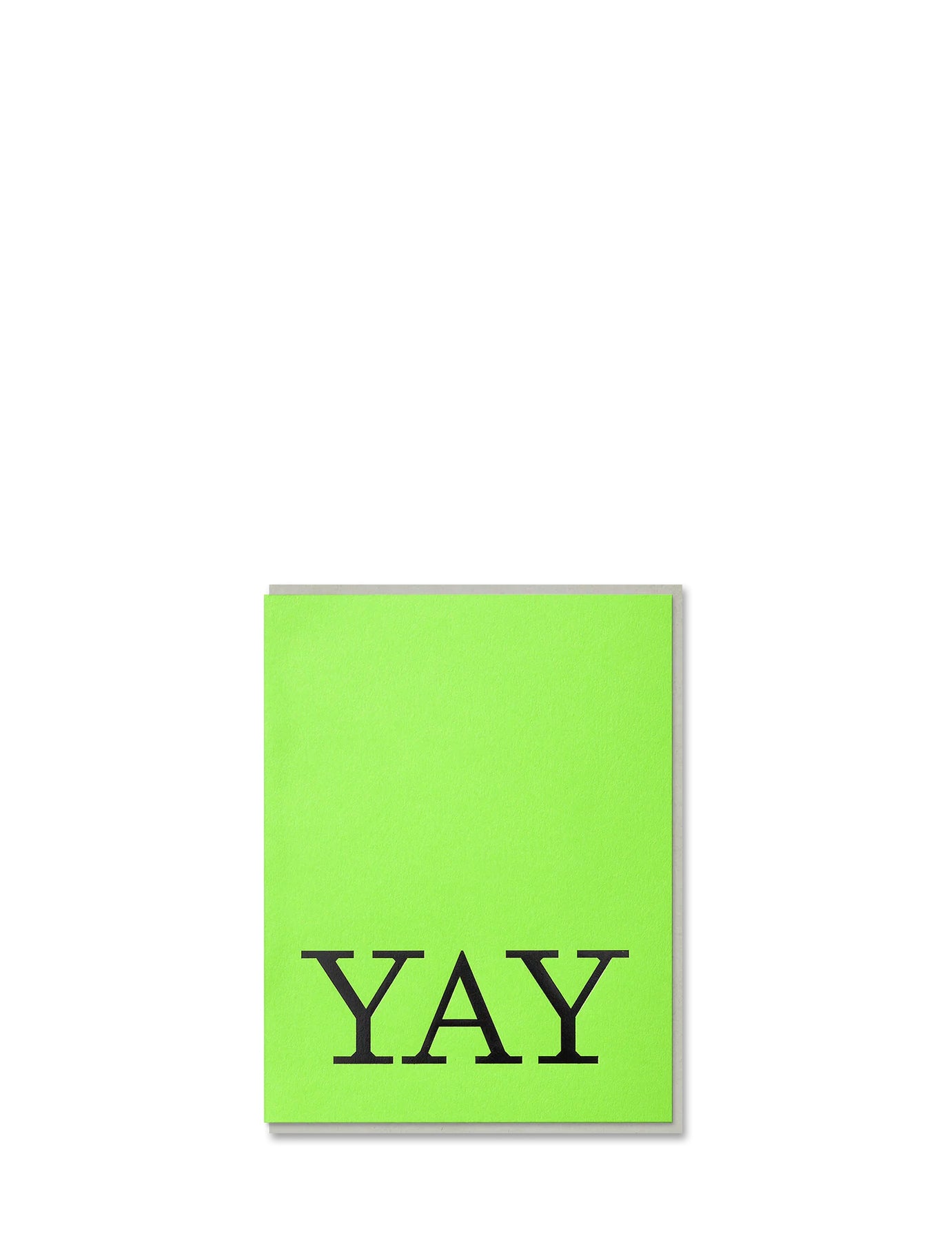 Green card with 'YAY' text on a white background