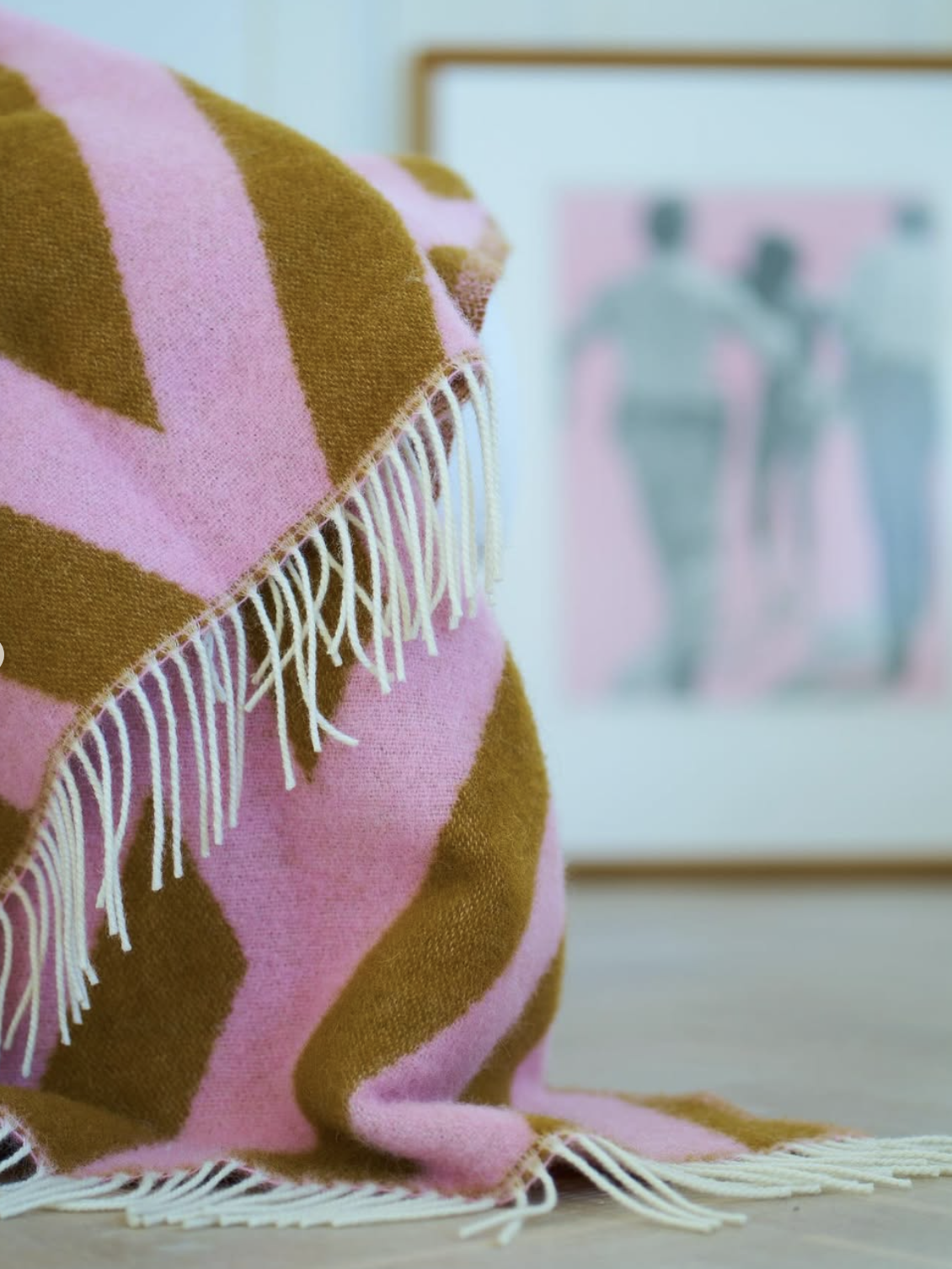 Tangent pink/caramel woven blanket, 100% lambswool