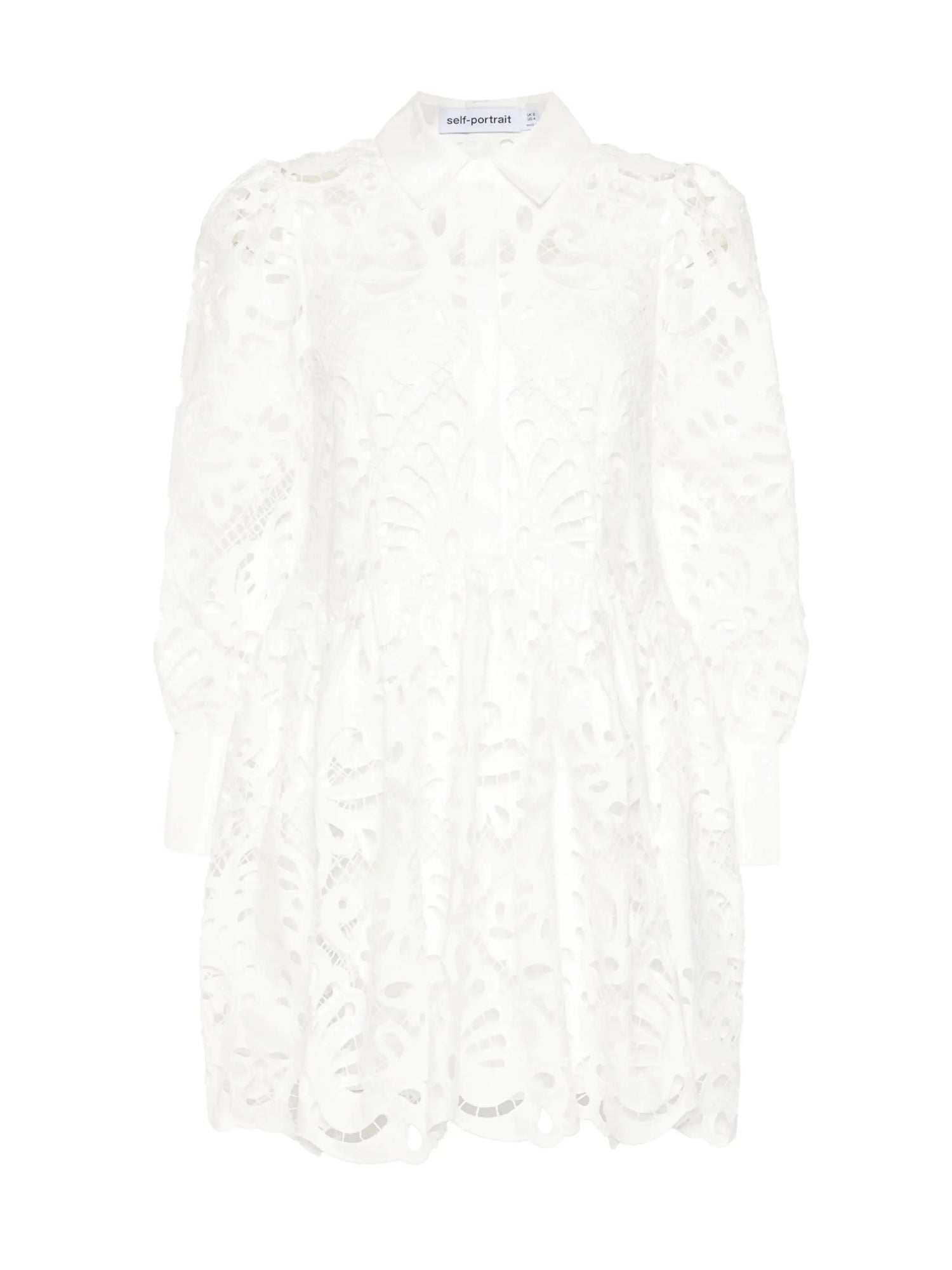 Cotton Lace Mini Shirt Dress, white