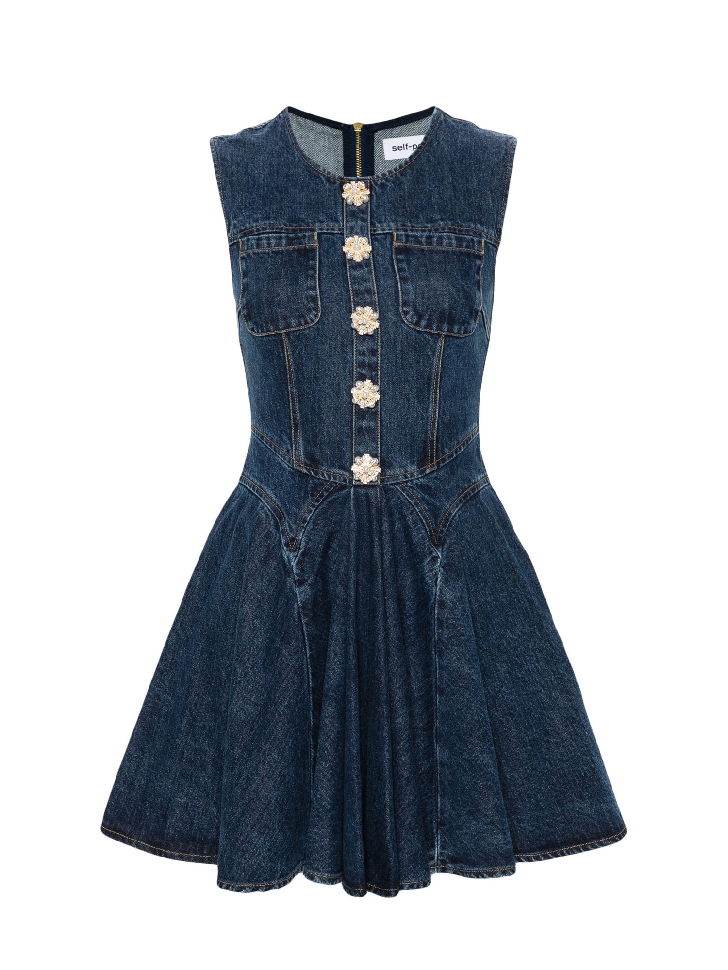 Denim Skater Mini Dress, blue