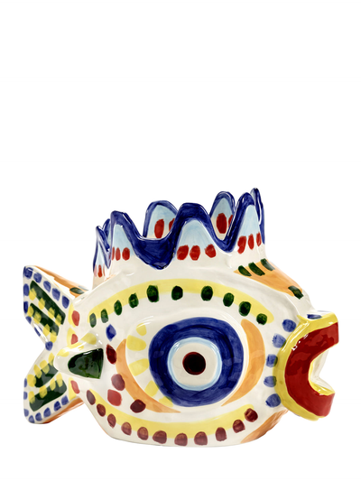 Hand-painted Fish vase 01, Sicily by Ottolenghi