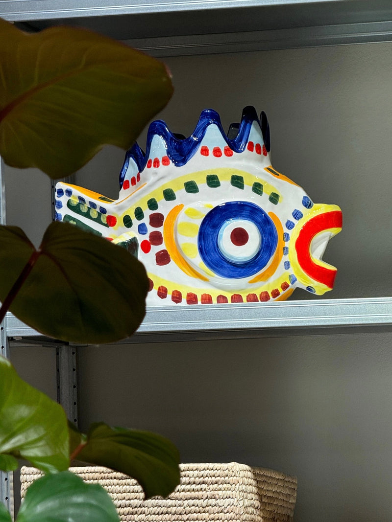 Hand-painted Fish vase 01, Sicily by Ottolenghi