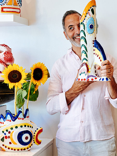 Hand-painted Vase 03, Sicily by Ottolenghi
