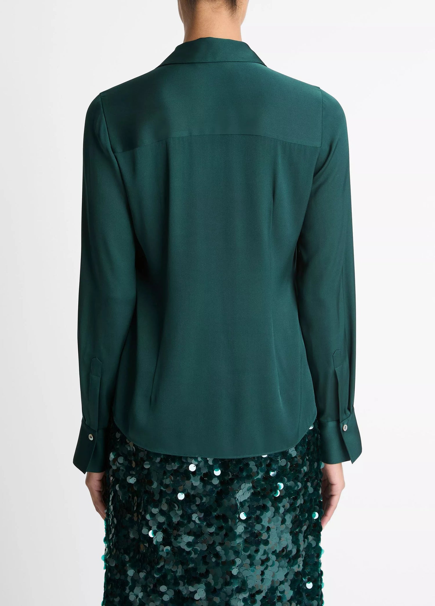 Slim fit classic silk shirt, juniper green