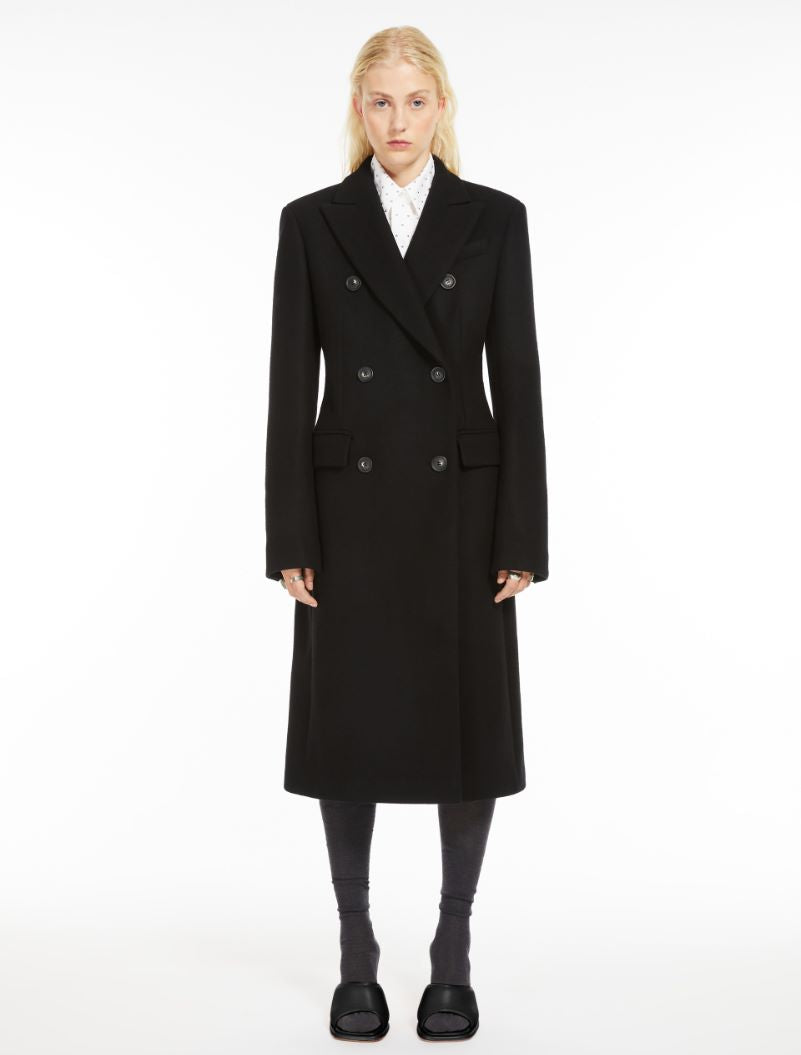 Ghia double-breasted cashmere-blend coat, black