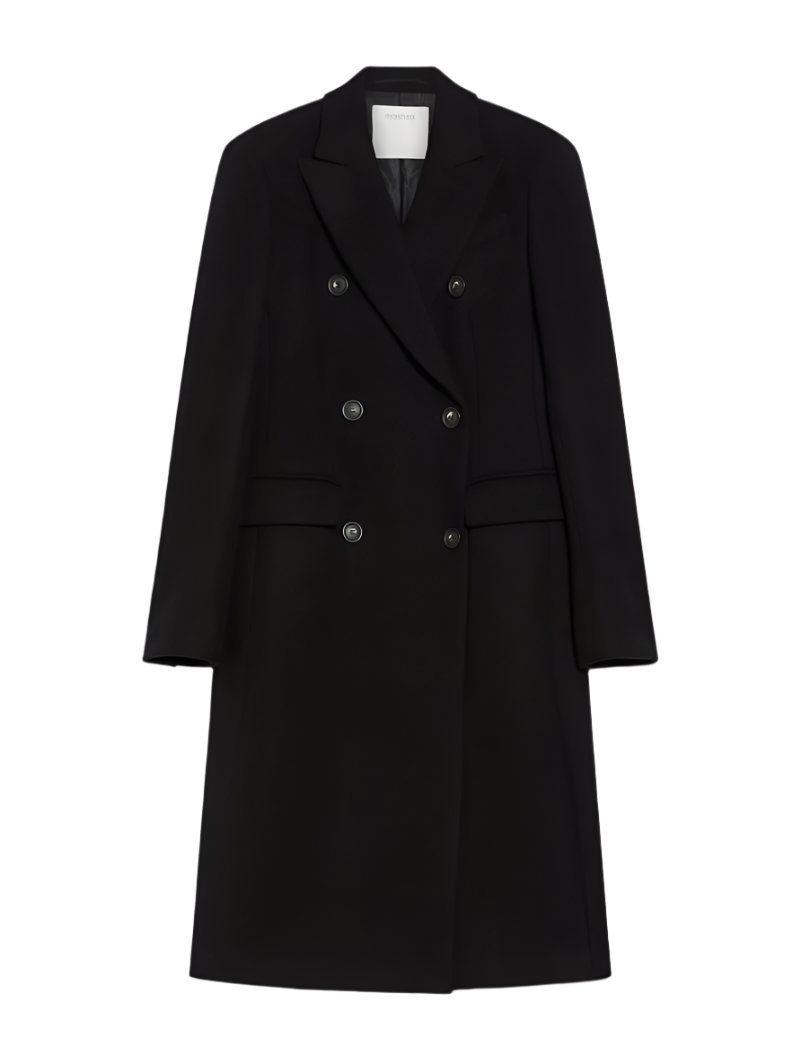 Ghia double-breasted cashmere-blend coat, black