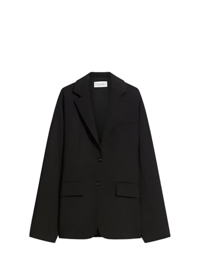 Ecru single breasted wool blazer, black