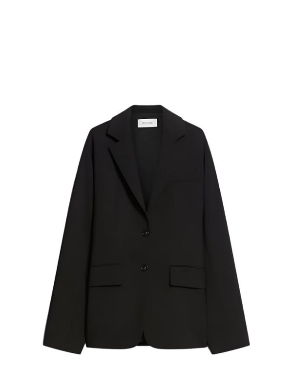 Ecru single breasted wool blazer, black