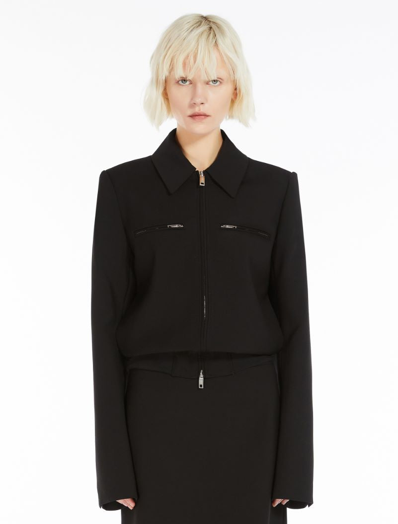 PLAVA zipped wool jacket, black