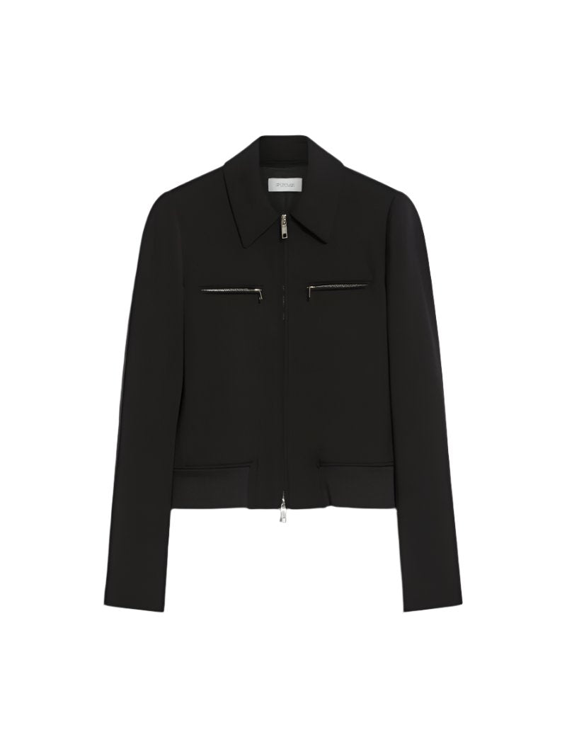 PLAVA zipped wool jacket, black