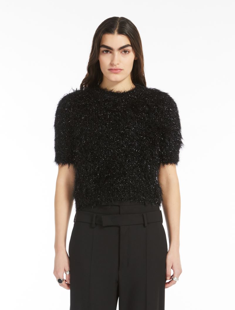 Bagagli Cropped lurex sweater, black