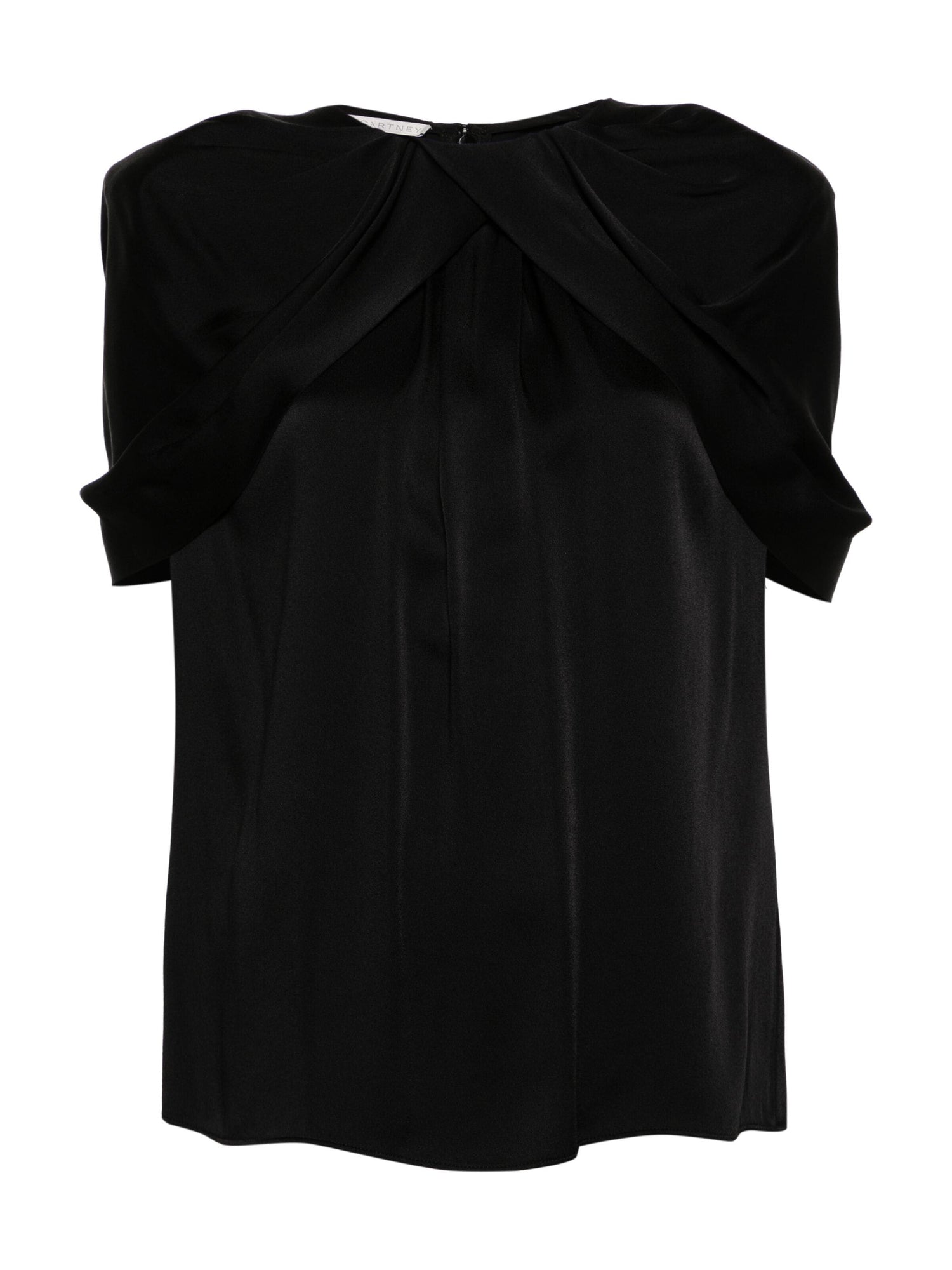 Draped cape-detail top, black