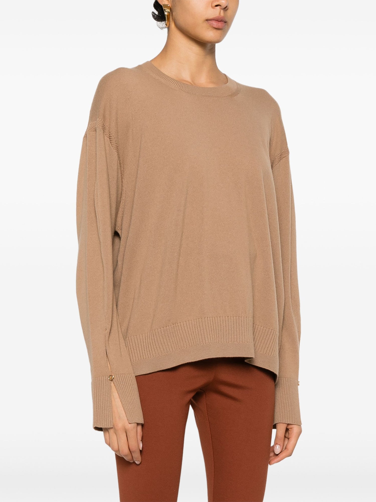 Iconics Split Cuff Merino Jumper, new camel